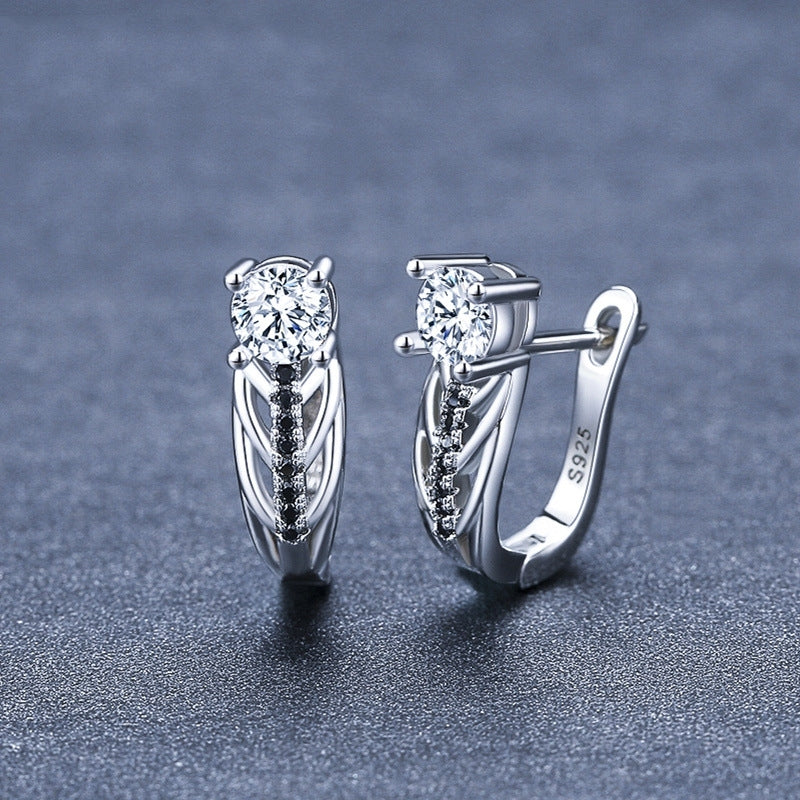 Elegant Hollow Copper Plated Zircon Earrings for Individual Use