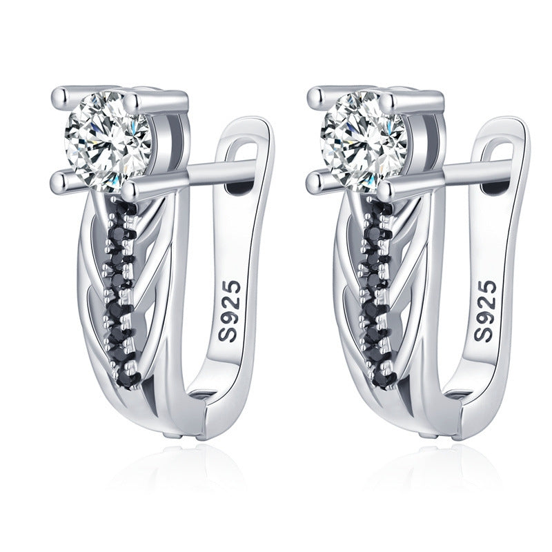 Elegant Hollow Copper Plated Zircon Earrings for Individual Use